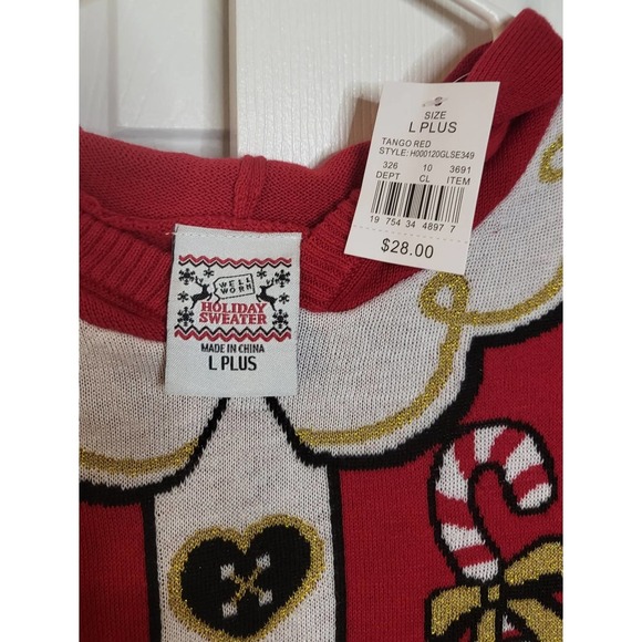 Girls' Santa Sweater Dress Red- Size Large Plus - Picture 2 of 4
